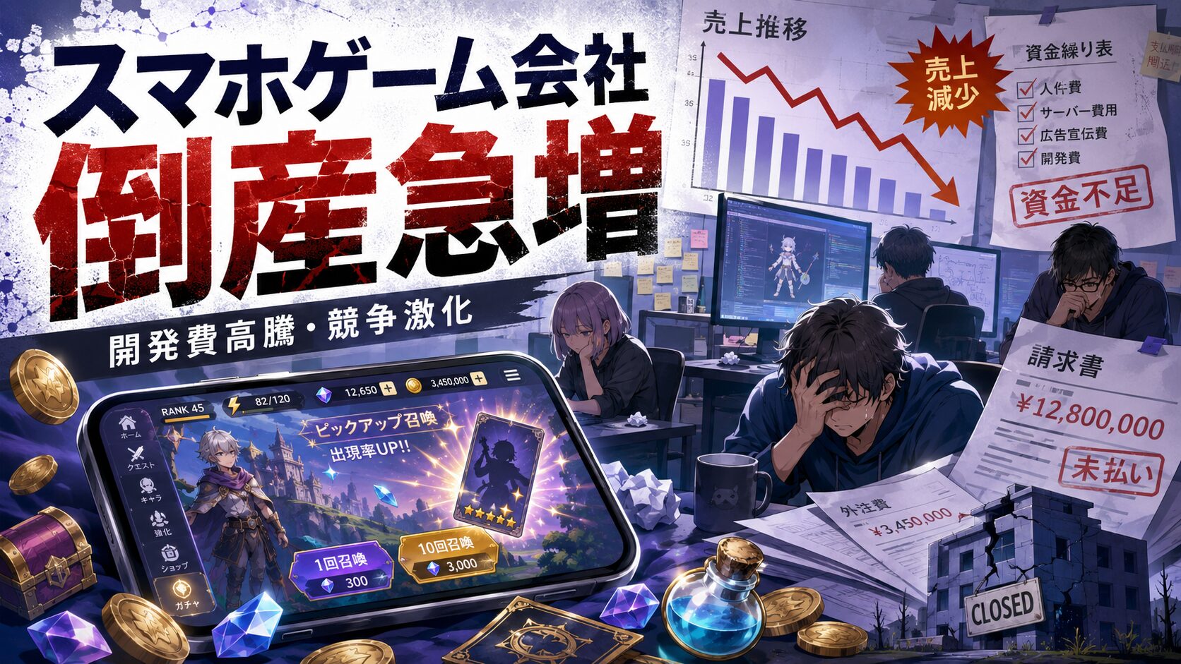 スマホゲーム会社の倒産、2026年は過去最多ペース 開発費高騰と海外競合が直撃